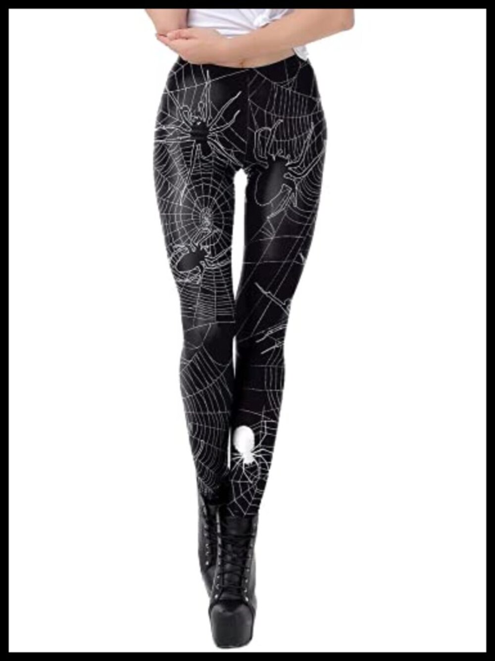 High Waist 3D Print Halloween Skeleton Leggings Stretch Workout
